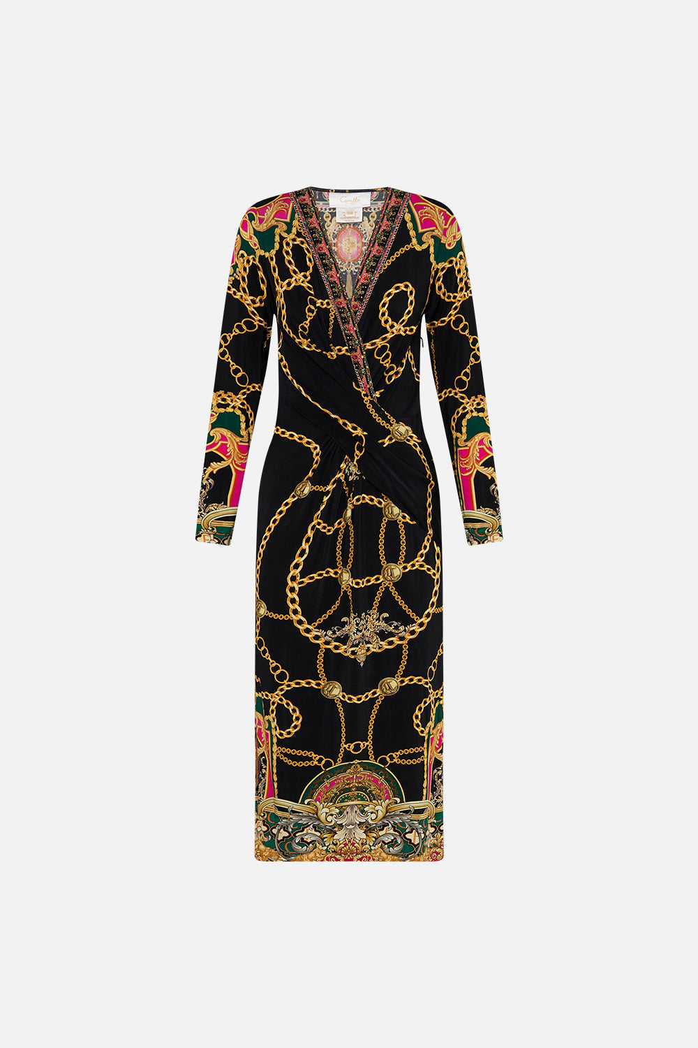 V-NECK MIDI CROSS FRONT DRESS JEALOUSY AND JEWELS