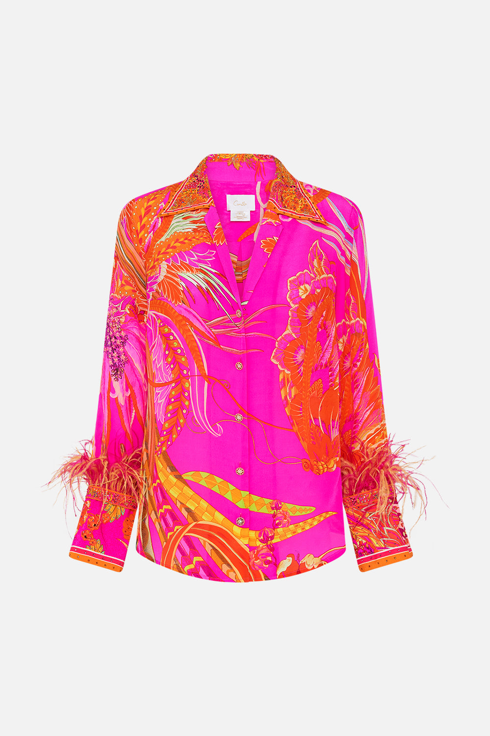 CAMILLA luxury silk shirt in a Heart That Flutters