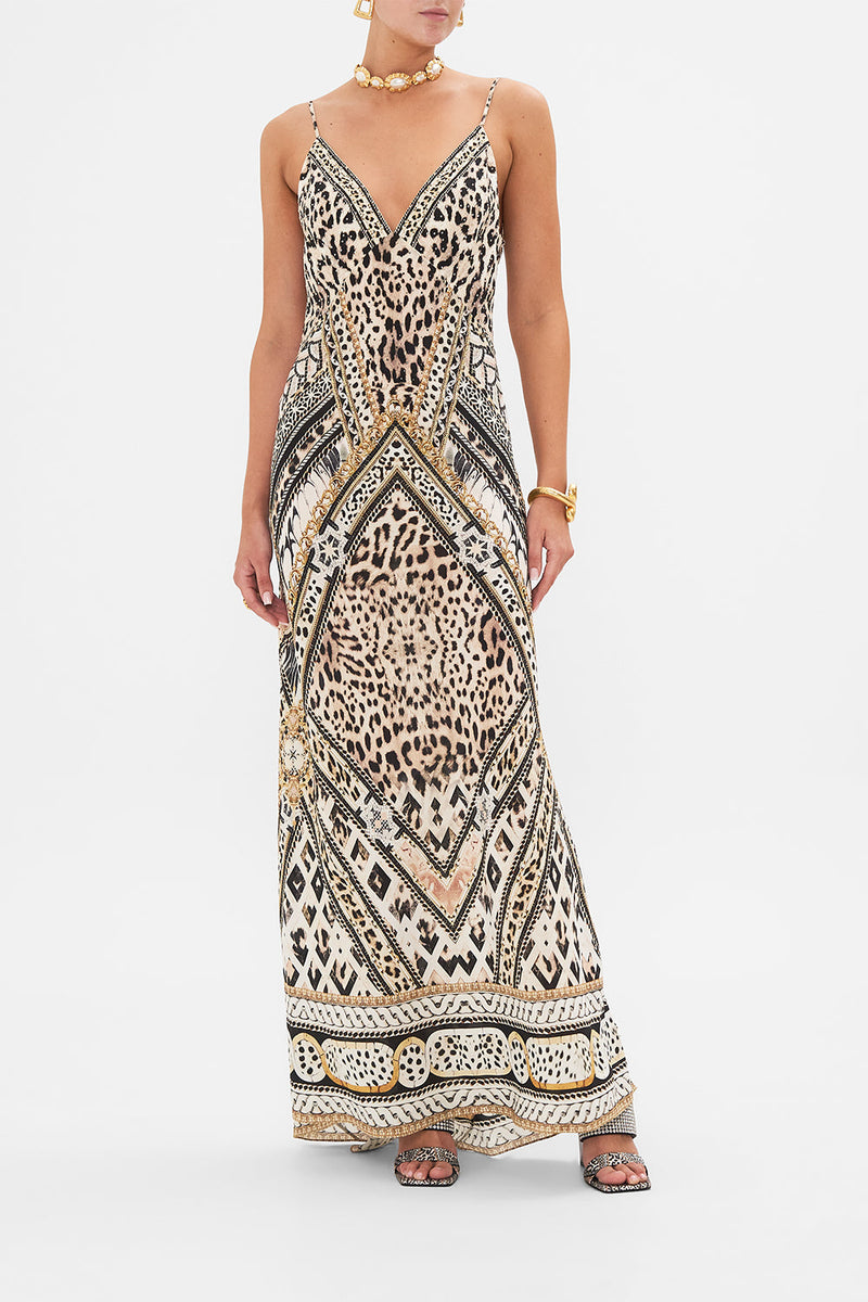 V Neck Bias Slip Dress With Back Frill Navás Nouveau - Camilla main image 1