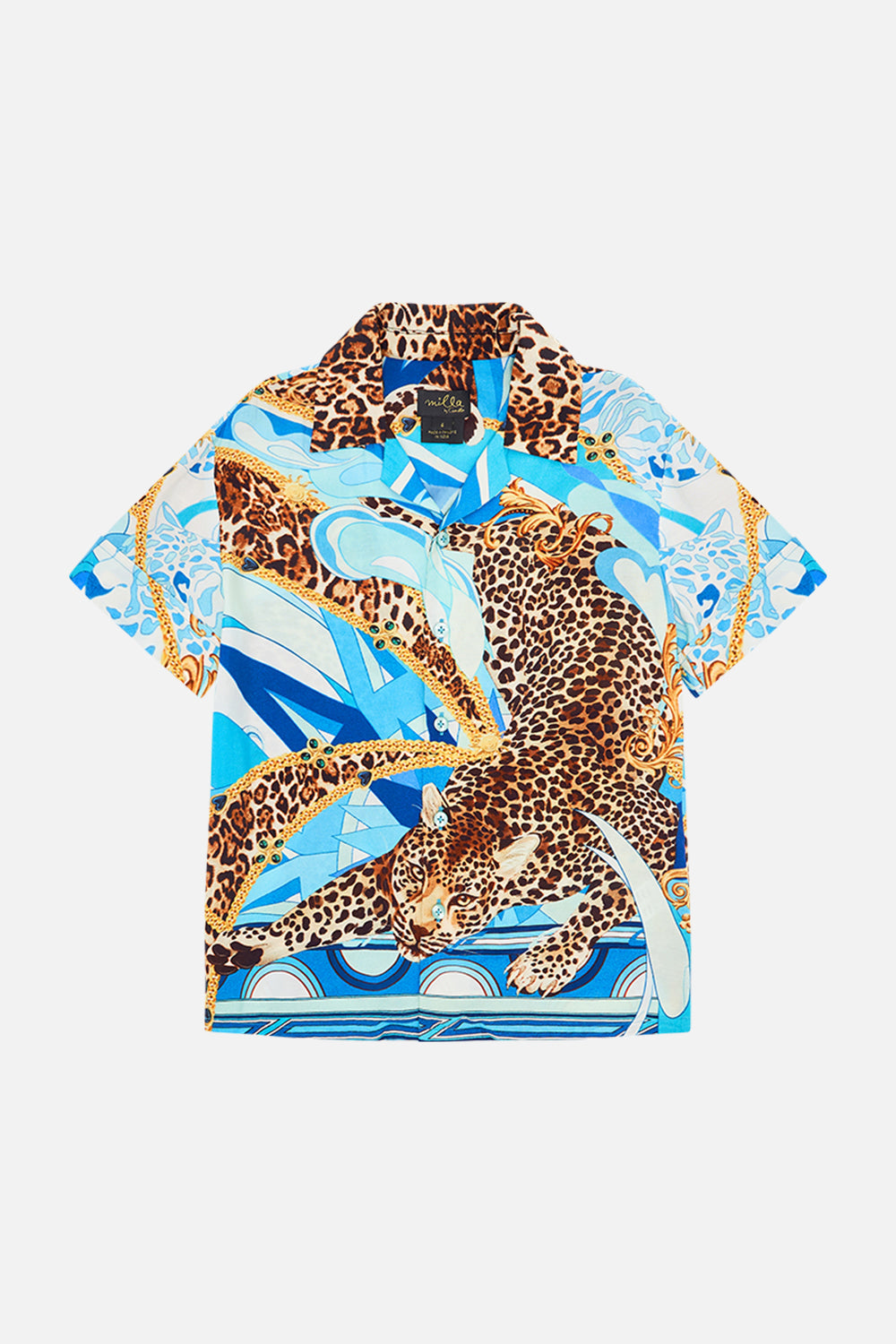 Product view of Milla By CAMILLA boys shirt in Sky Cheetah print 