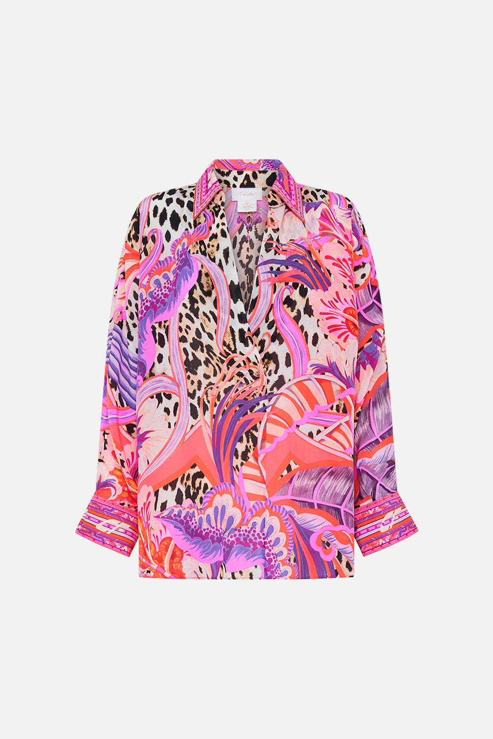 Product view of CAMILLA silk shirt in Viola Vintage print