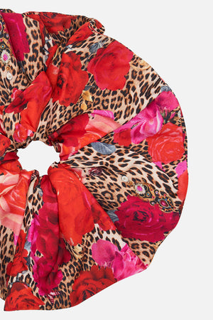 Product view of CAMILLA oversized silk scrunchie in Heart Like A Wildflower print