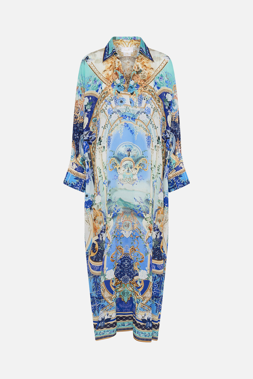 Product view of CAMILLA silk kaftan in Views Of Vesuvius print