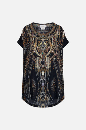 Product view of CAMILLA loose fit tee in Chaos In The Cosmos animal print