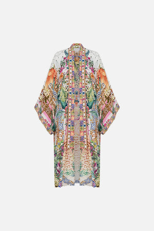 Product view CAMILLA floral silk kimono in Flowers of Neptune print