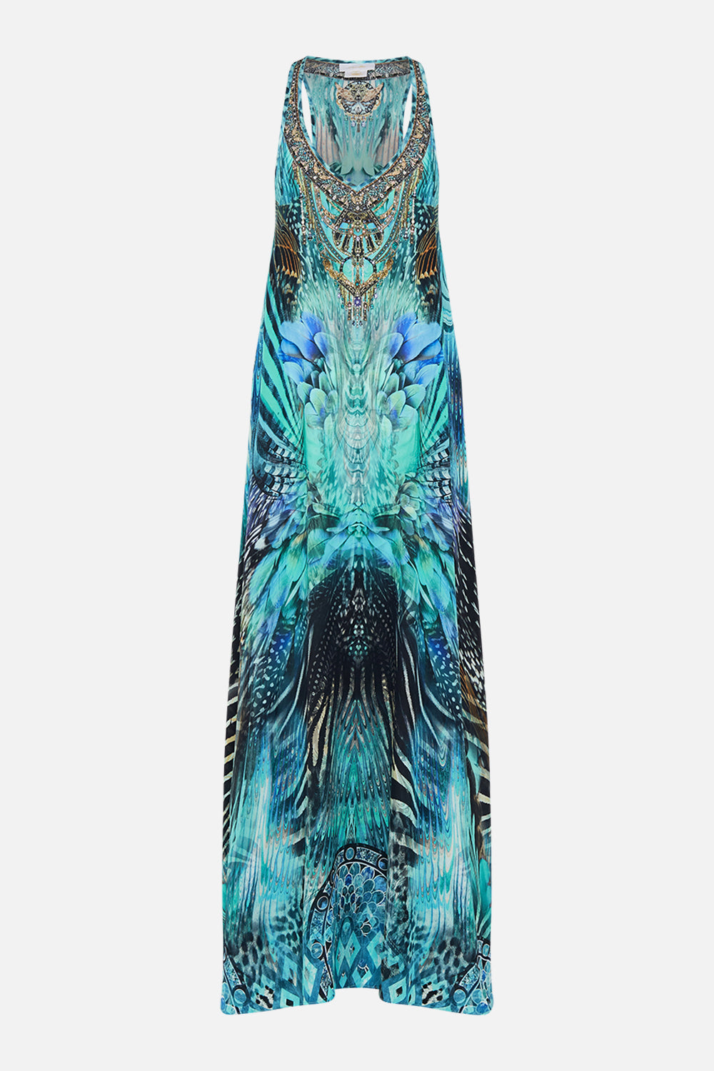 Product view of CAMILLA silk maxi dress in Azure Allure print