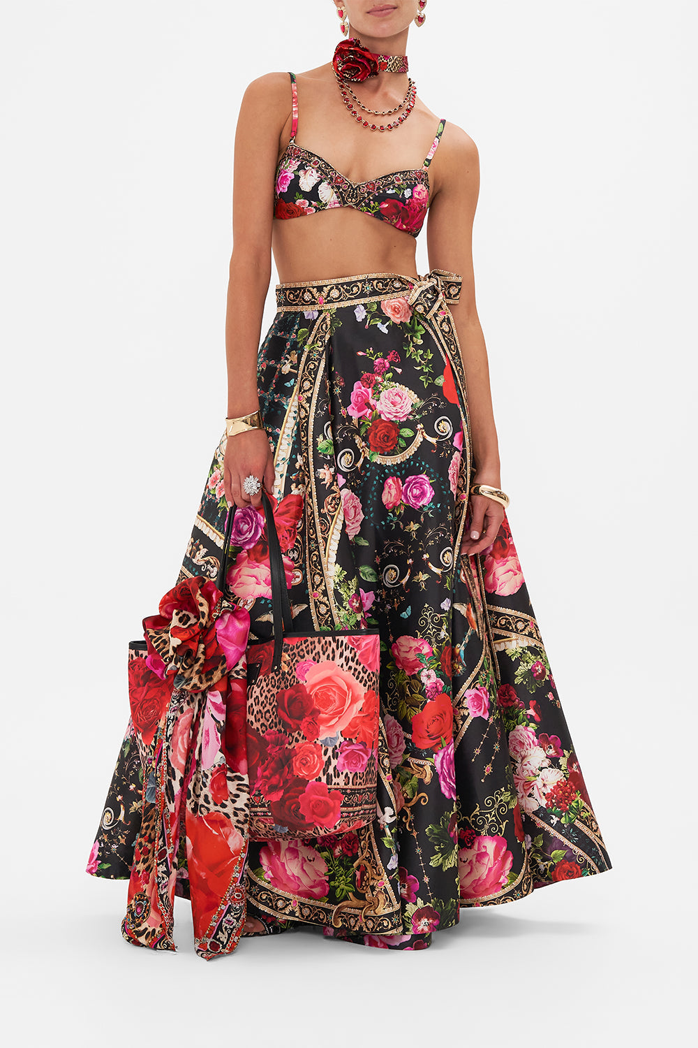 Product view of CAMILLA floral silk scarf in Heart Like A Wildflower print 