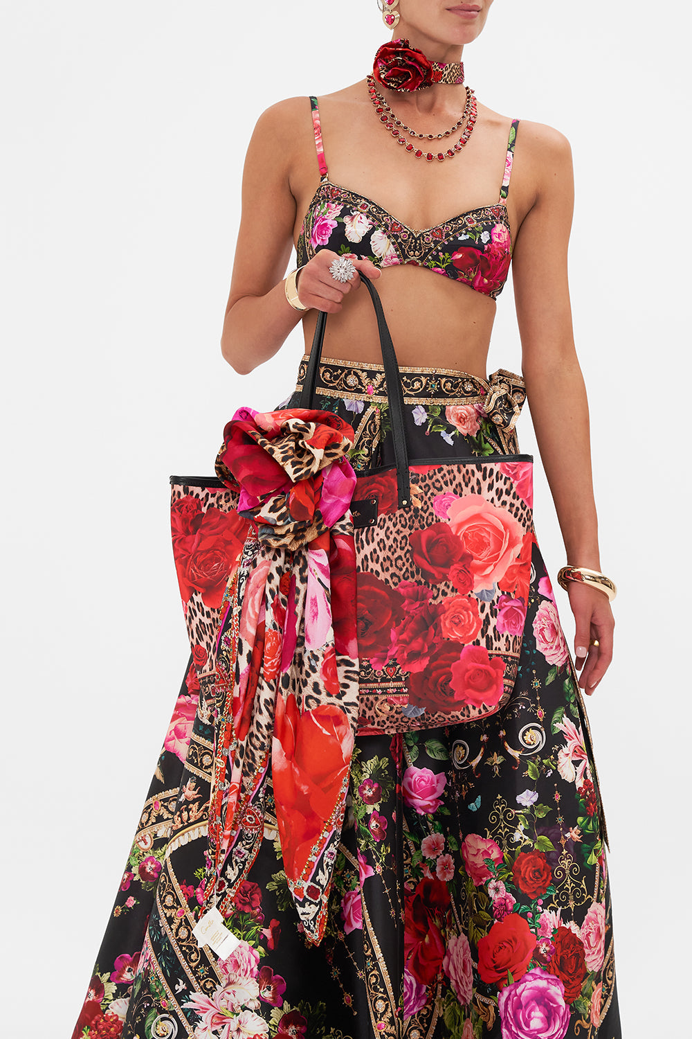 Product view of CAMILLA floral silk scarf in Heart Like A Wildflower print 