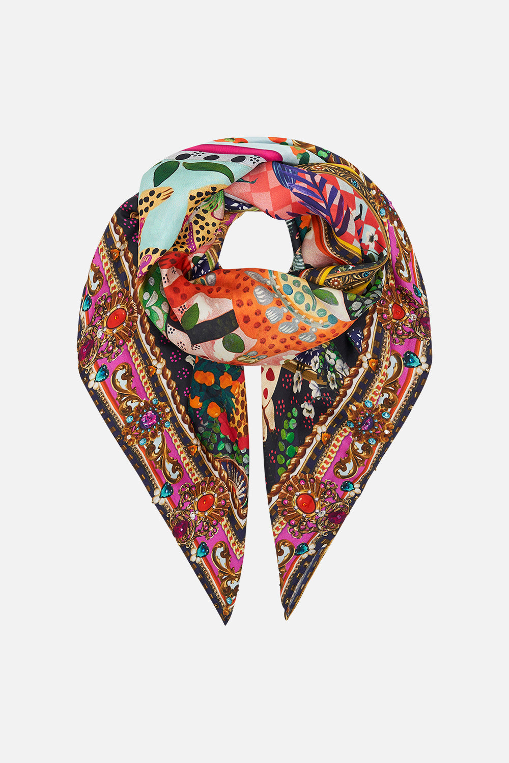 Product view of CAMILLA silk square scarf in Alessandro's Atlantis print