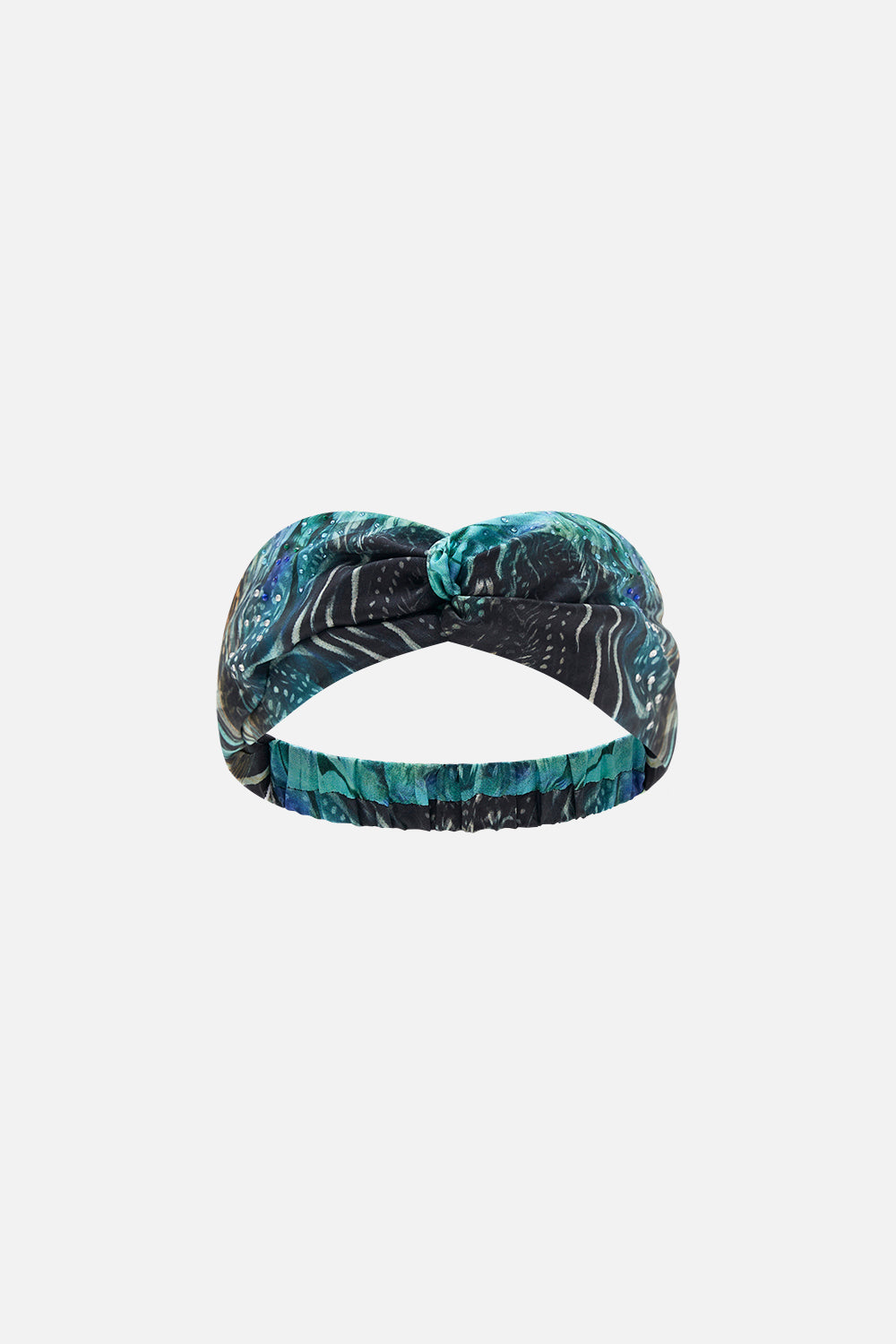 Product view of CAMILLA silk headband in Azure Alllure print