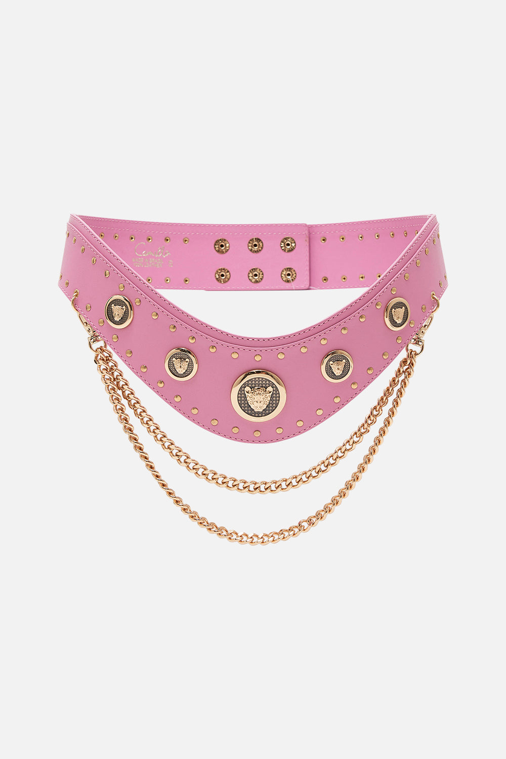 Product view of CAMILLA designer pink belt 