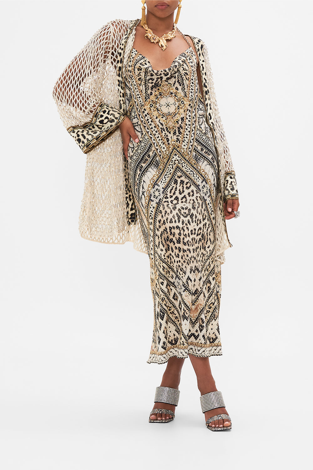 The CAMILLA OFF SHOULDER PUFF DRESS VENICE VIGNETTE in our  print.