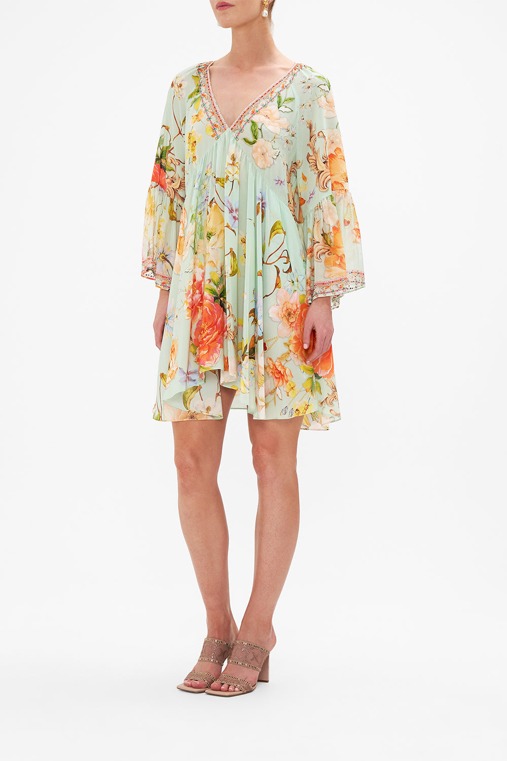 A-LINE RUFFLE SLEEVE DRESS TALK THE WALK