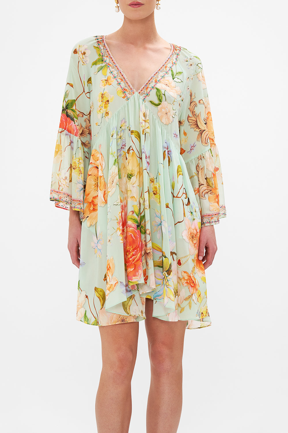 A-LINE RUFFLE SLEEVE DRESS TALK THE WALK