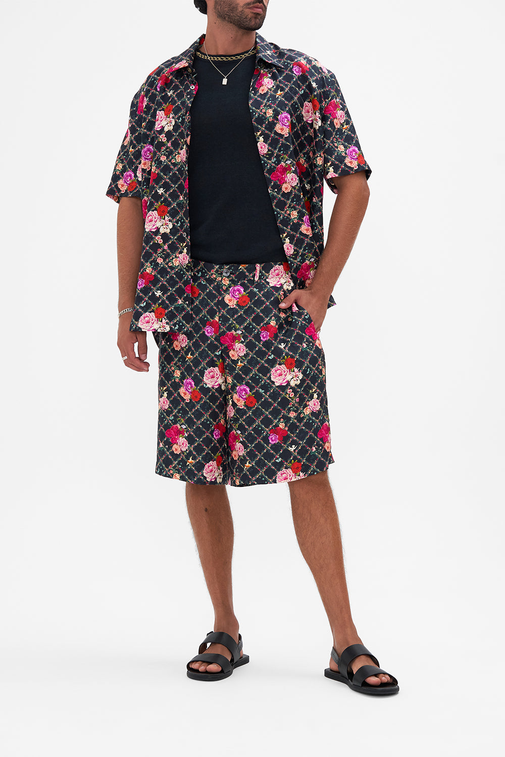 The CAMILLA SHIRT WITH GATHERED CUFF SEA CHARM in our  print.