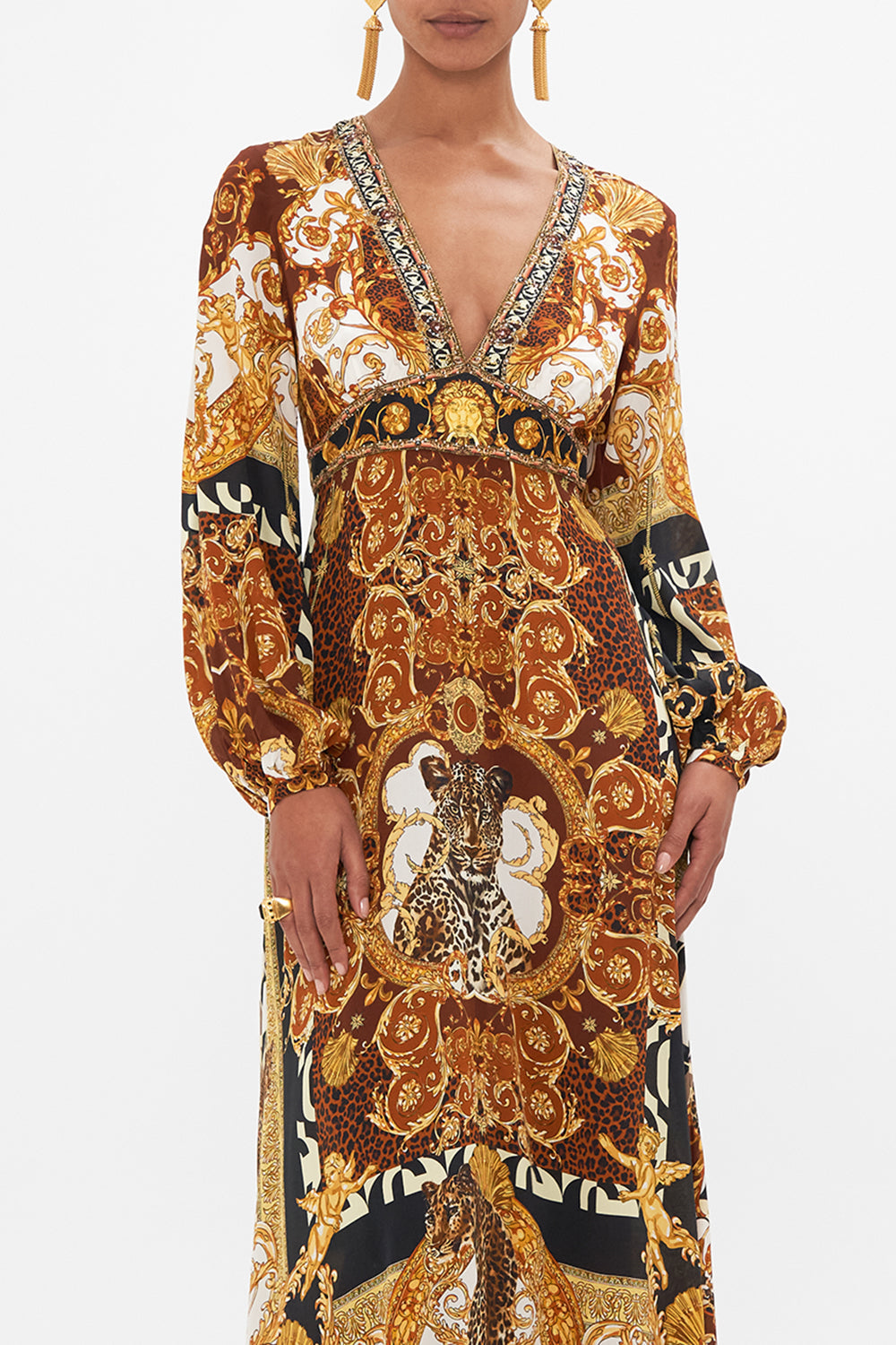 PRINTED LANTERN SLEEVE DRESS FEELING FRESCO