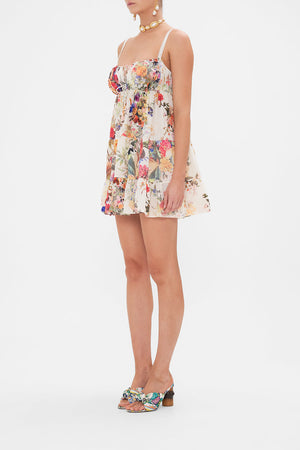 GATHERED BUST TIERED MINI DRESS FRIENDS WITH FRESCOS