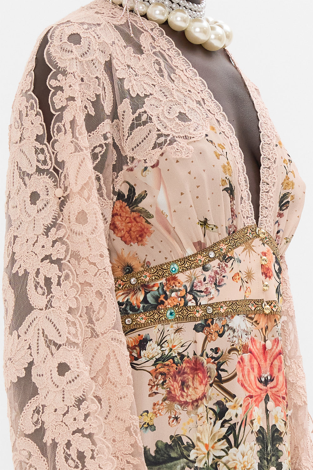 CAMILLA floral print lace dress In Rose Garden Revolution print