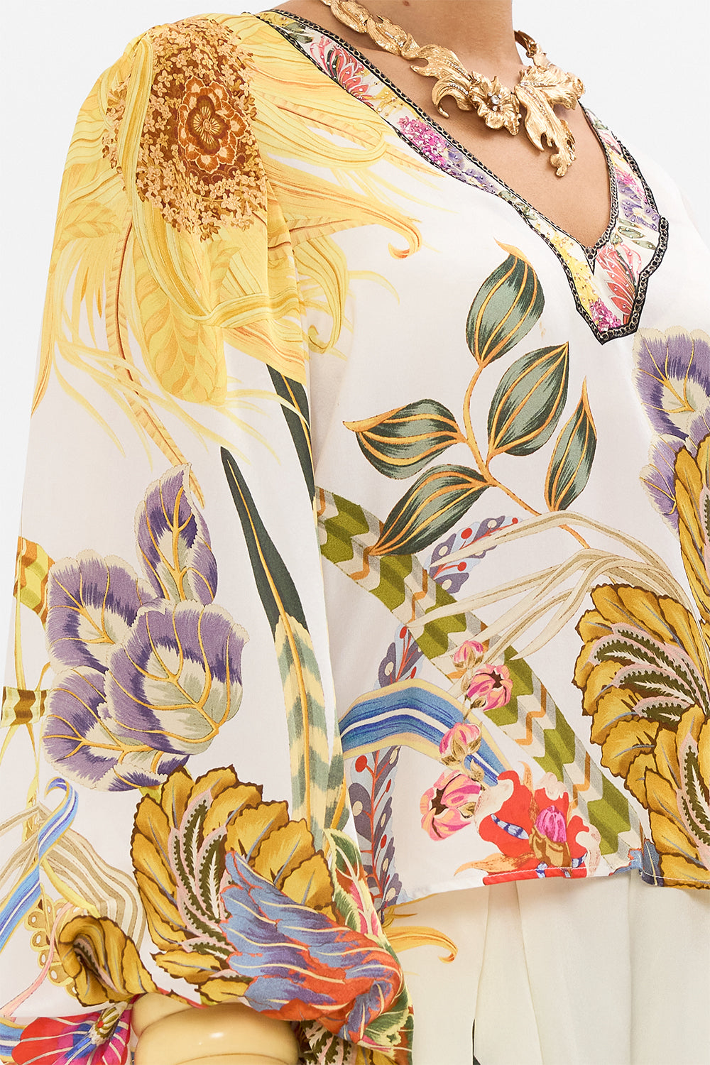CAMILLA silk blouse in Sunflowers On My Mind print