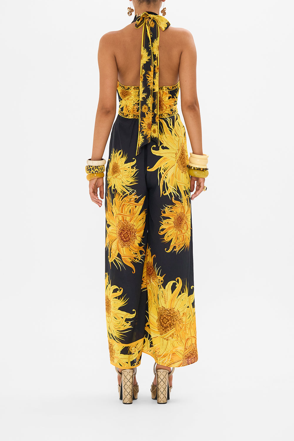 CAMILLA halter jumpsuit in Make Me Your Masterpiece print