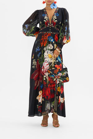 SHAPED WAISTBAND DRESS WITH GATHERED SLEEVES RESERVATION FOR LOVE
