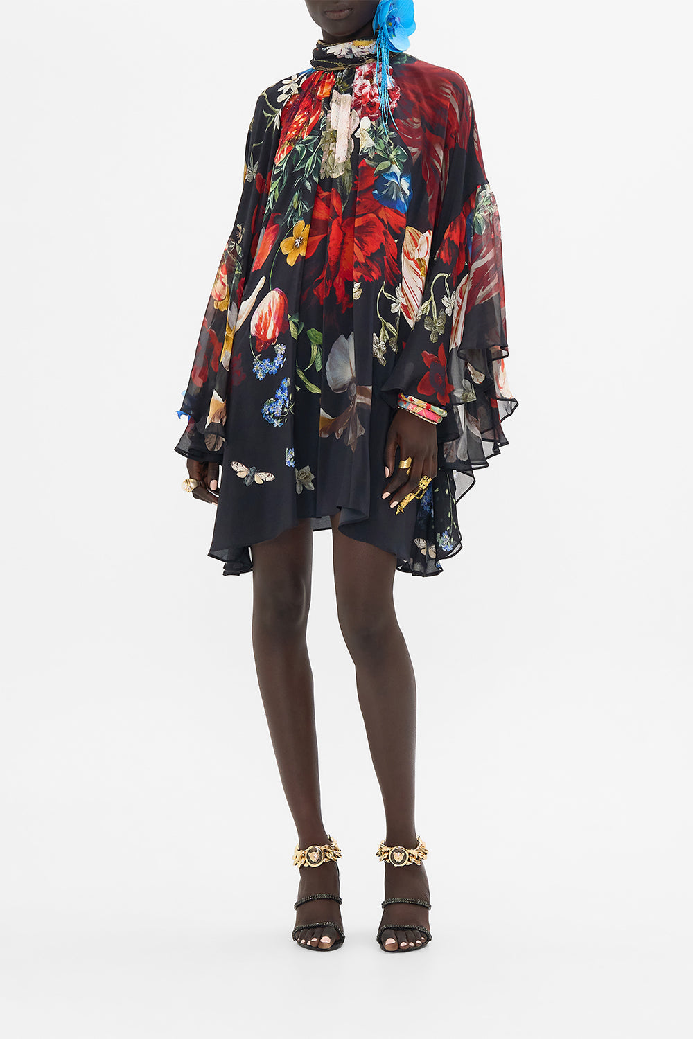 CAMILLA high neck dress in A Still Life print