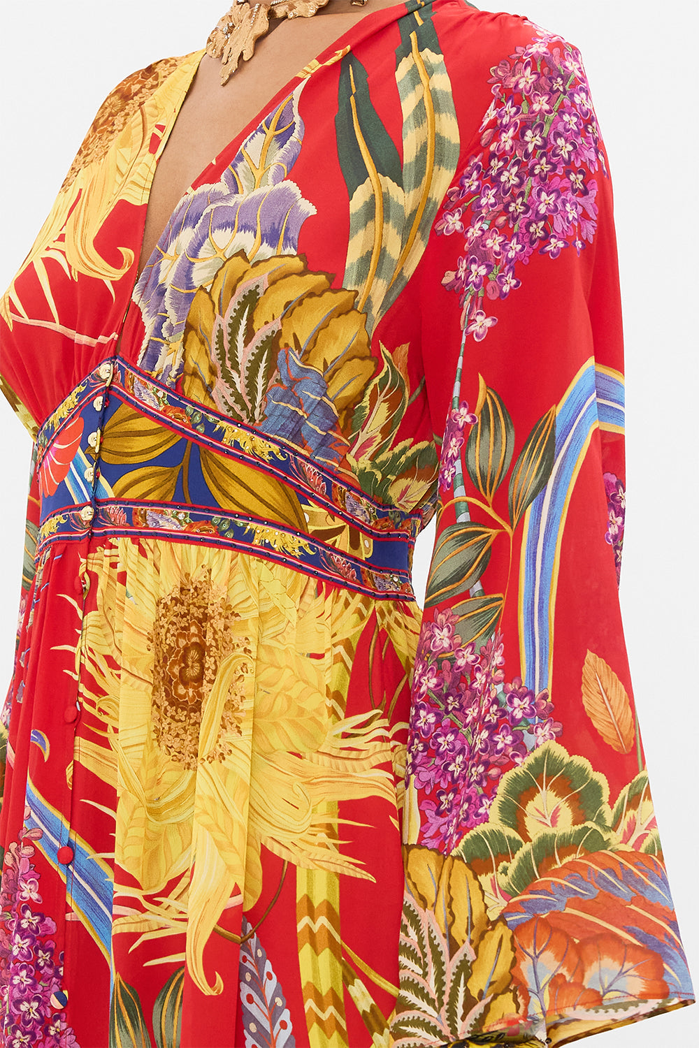 CAMILLA button dress in Through Vincents Eyes print