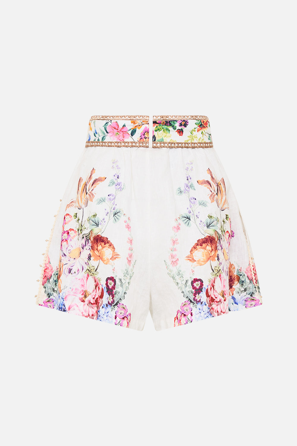 CAMILLA tuck front shorts in Plumes and Parterres print
