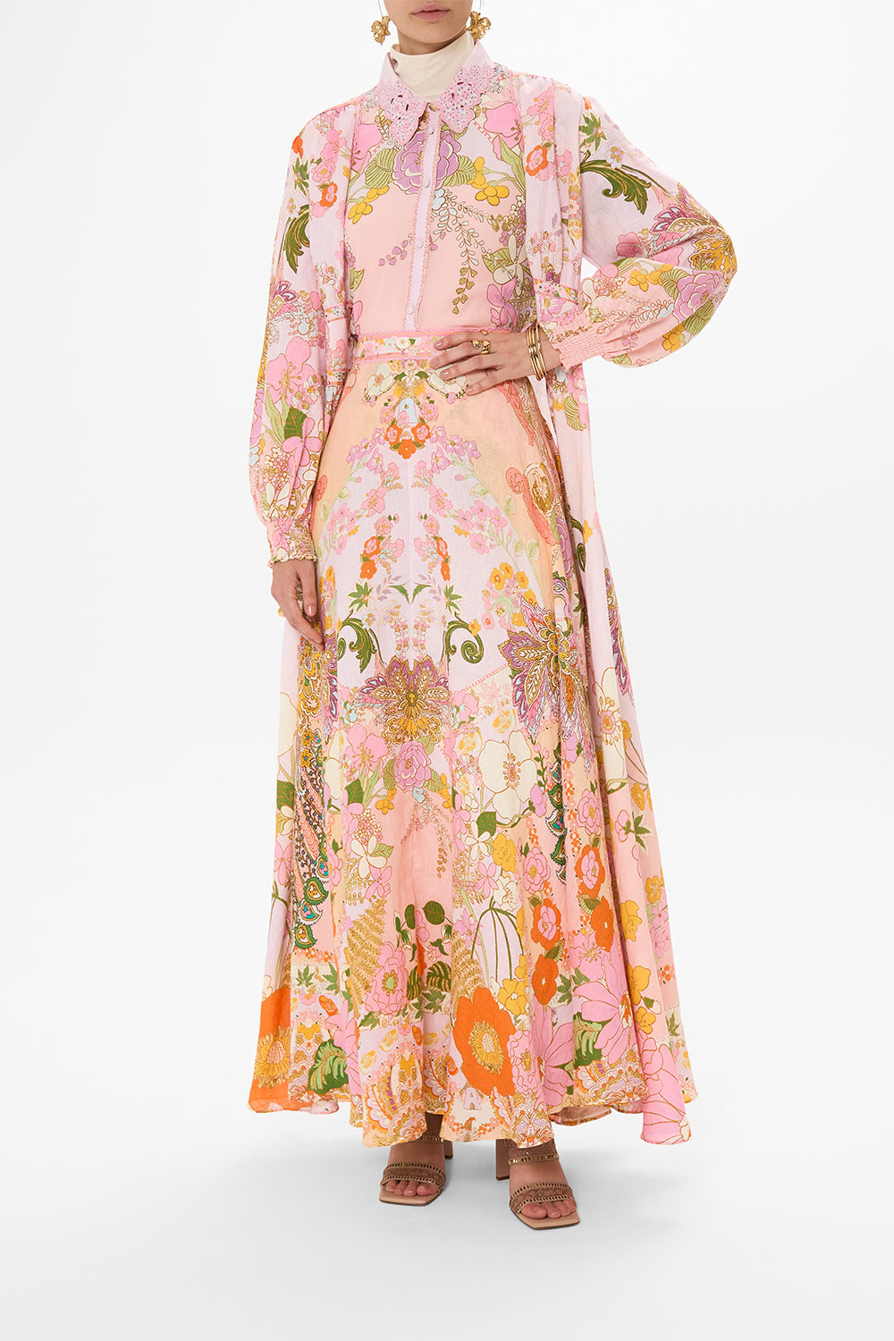 CAMILLA floral print maxi skirt in Clever Clogs print