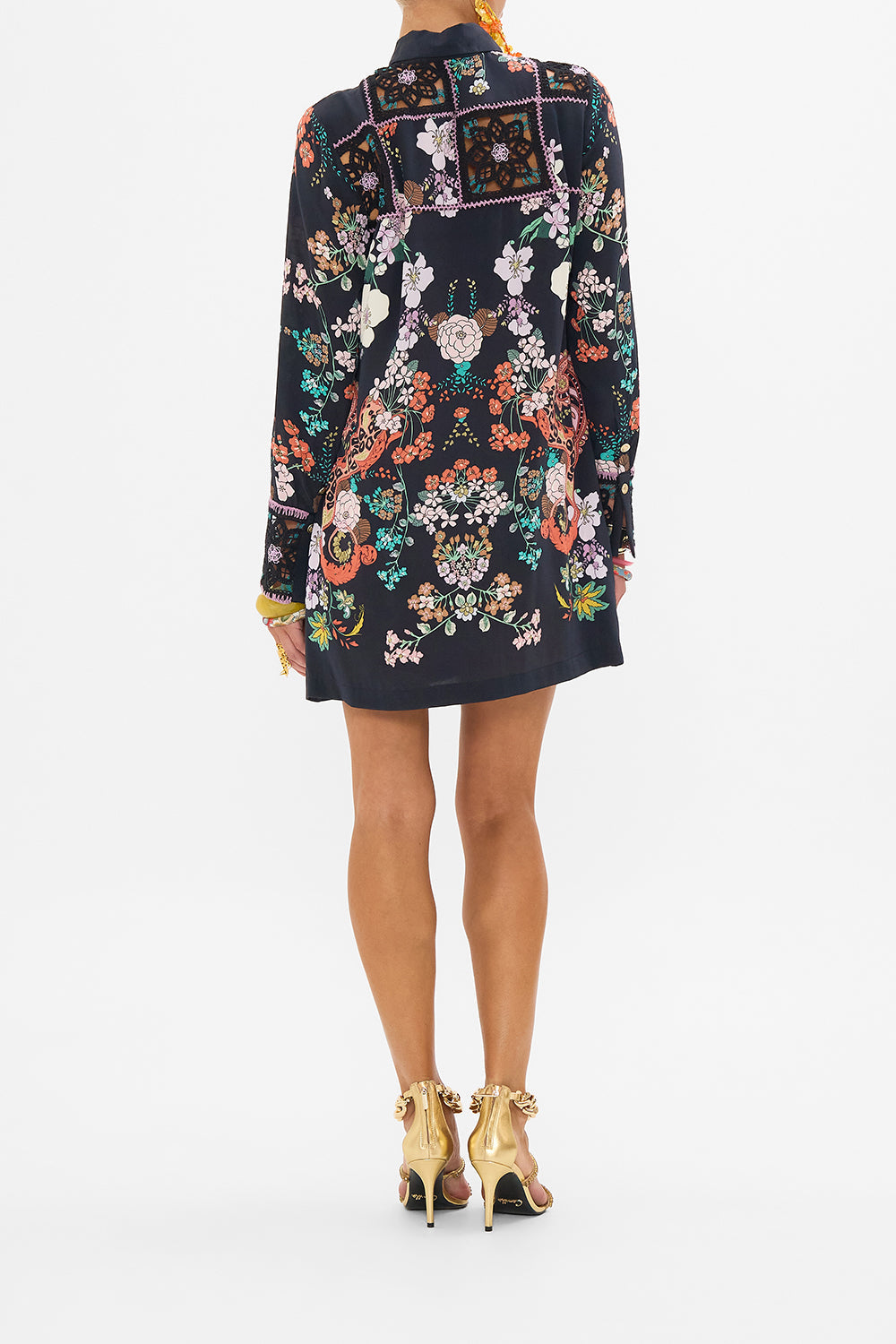 CAMILLA floral print shirt dress in We Wore Folklore print