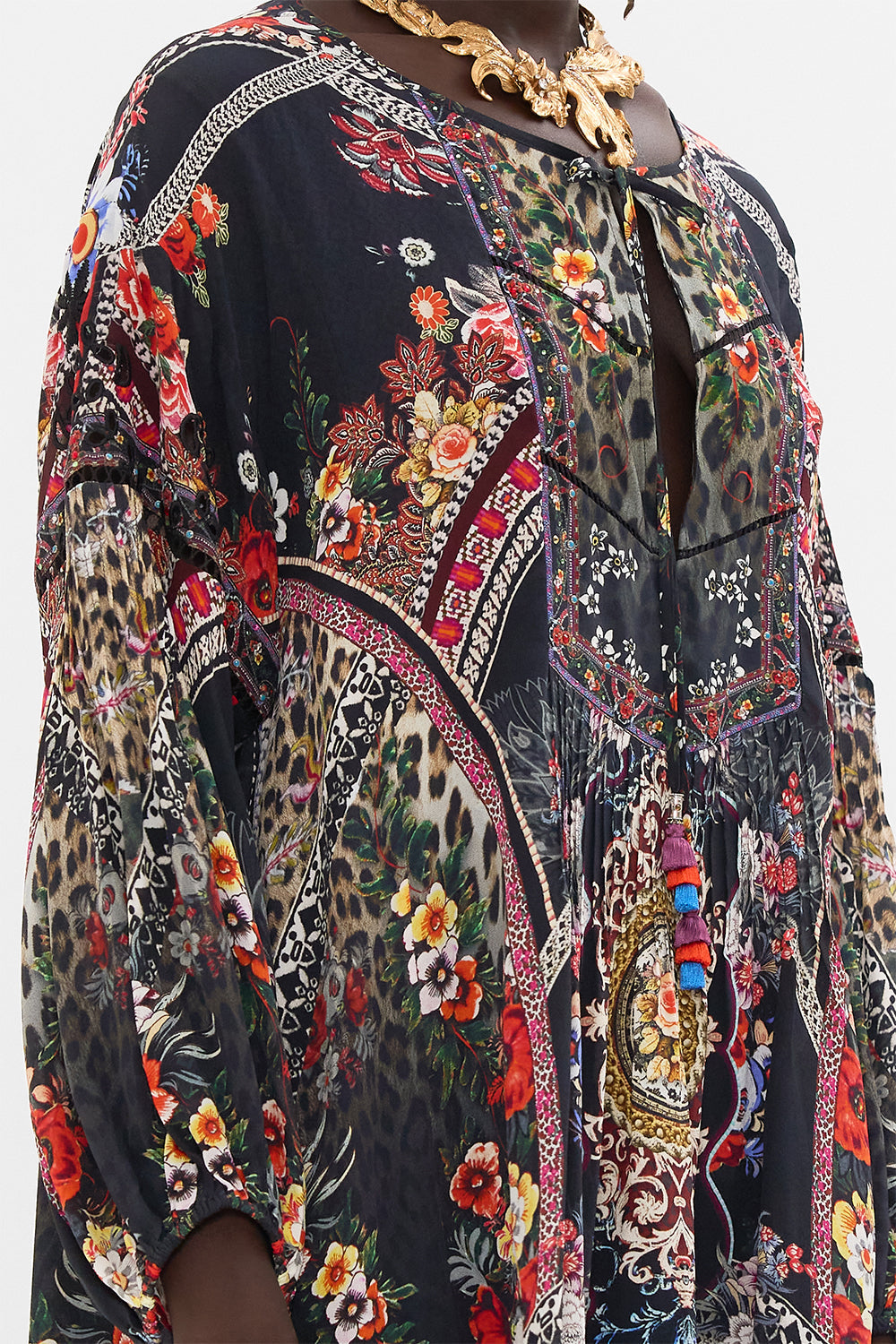 CAMILLA silk dress in Volendam Dolls print