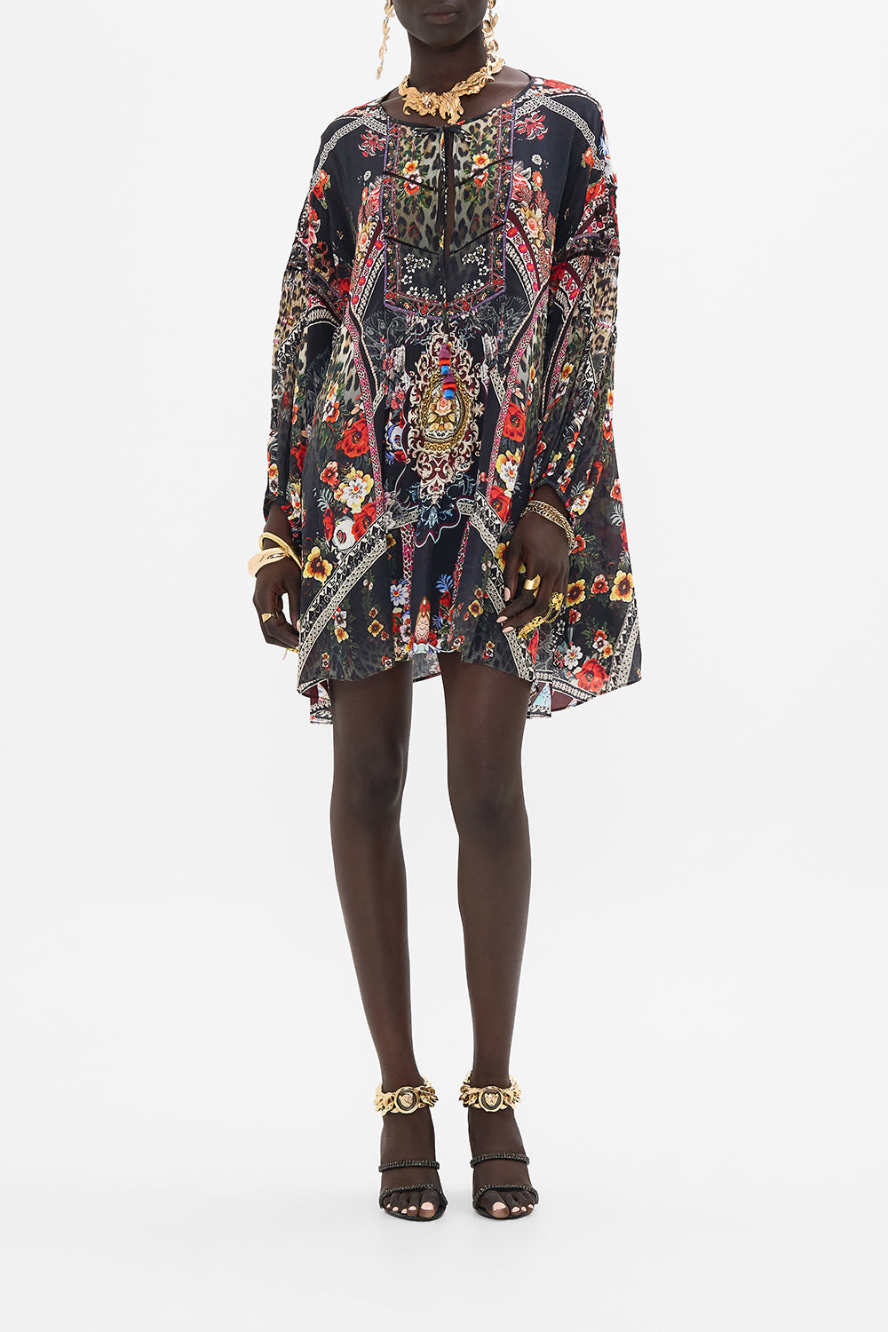 CAMILLA silk dress in Volendam Dolls print