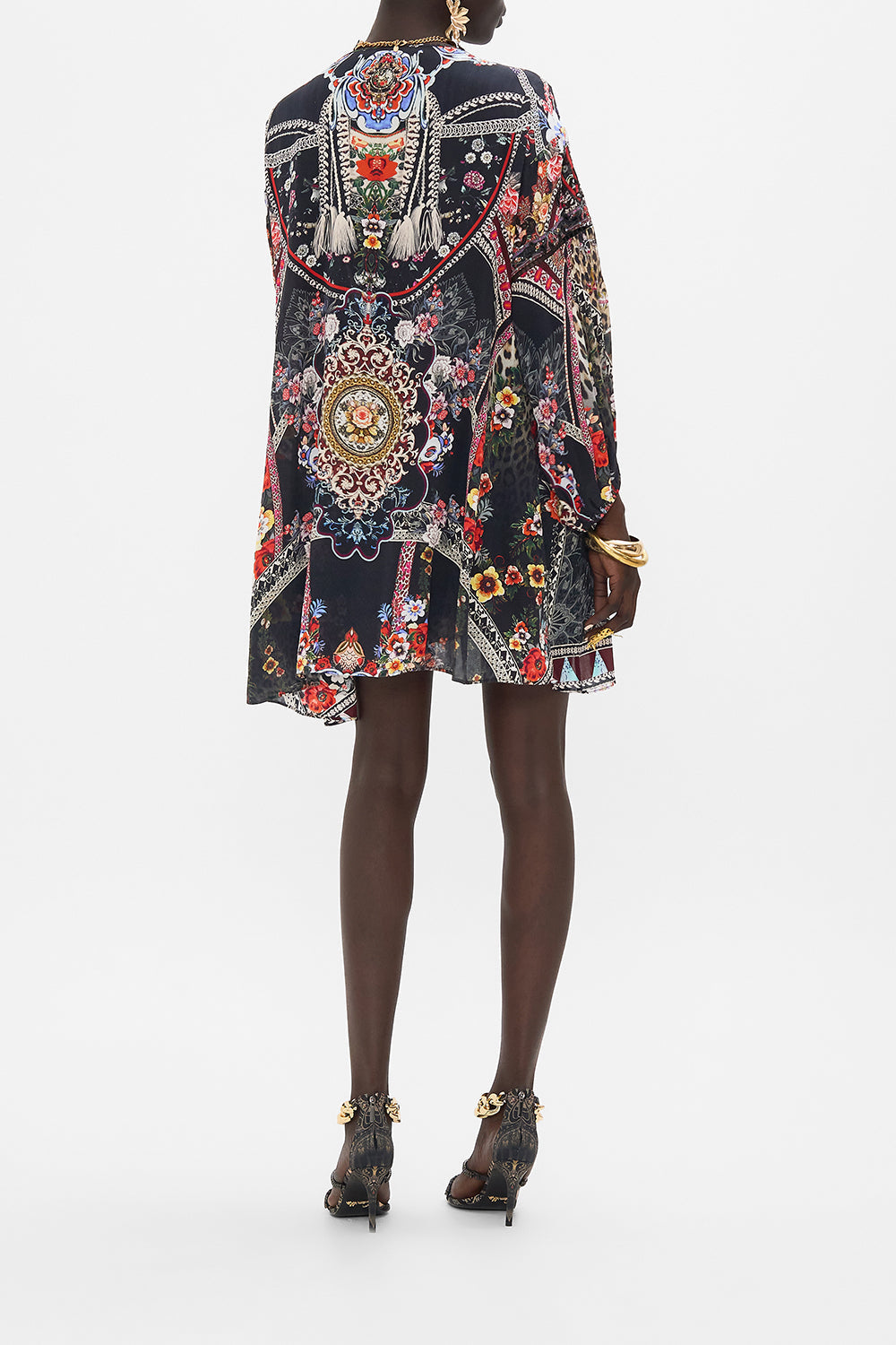 CAMILLA silk dress in Volendam Dolls print