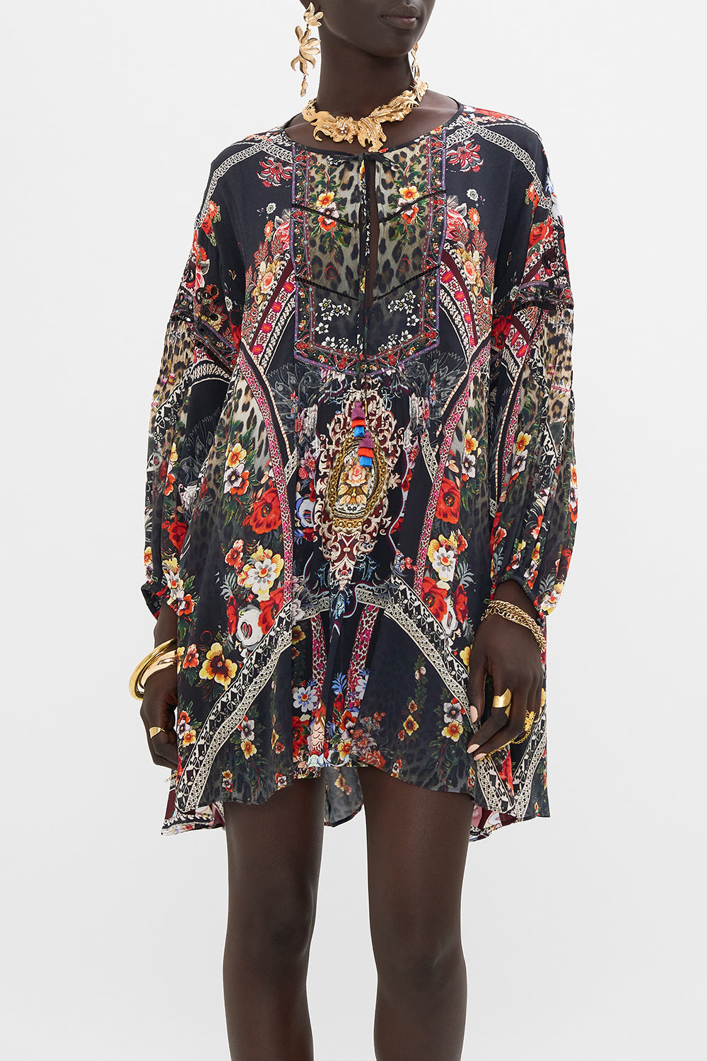 CAMILLA silk dress in Volendam Dolls print