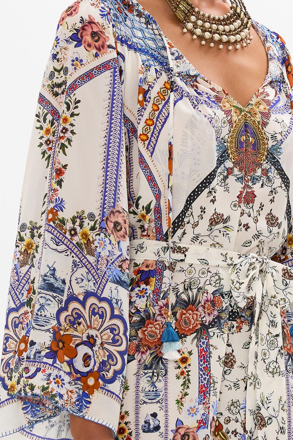 CAMILLA silk dress in My Folk Art Heart print