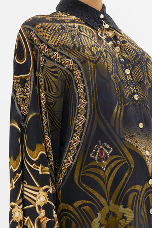 CAMILLA silk blouse in Nouveau Noir print