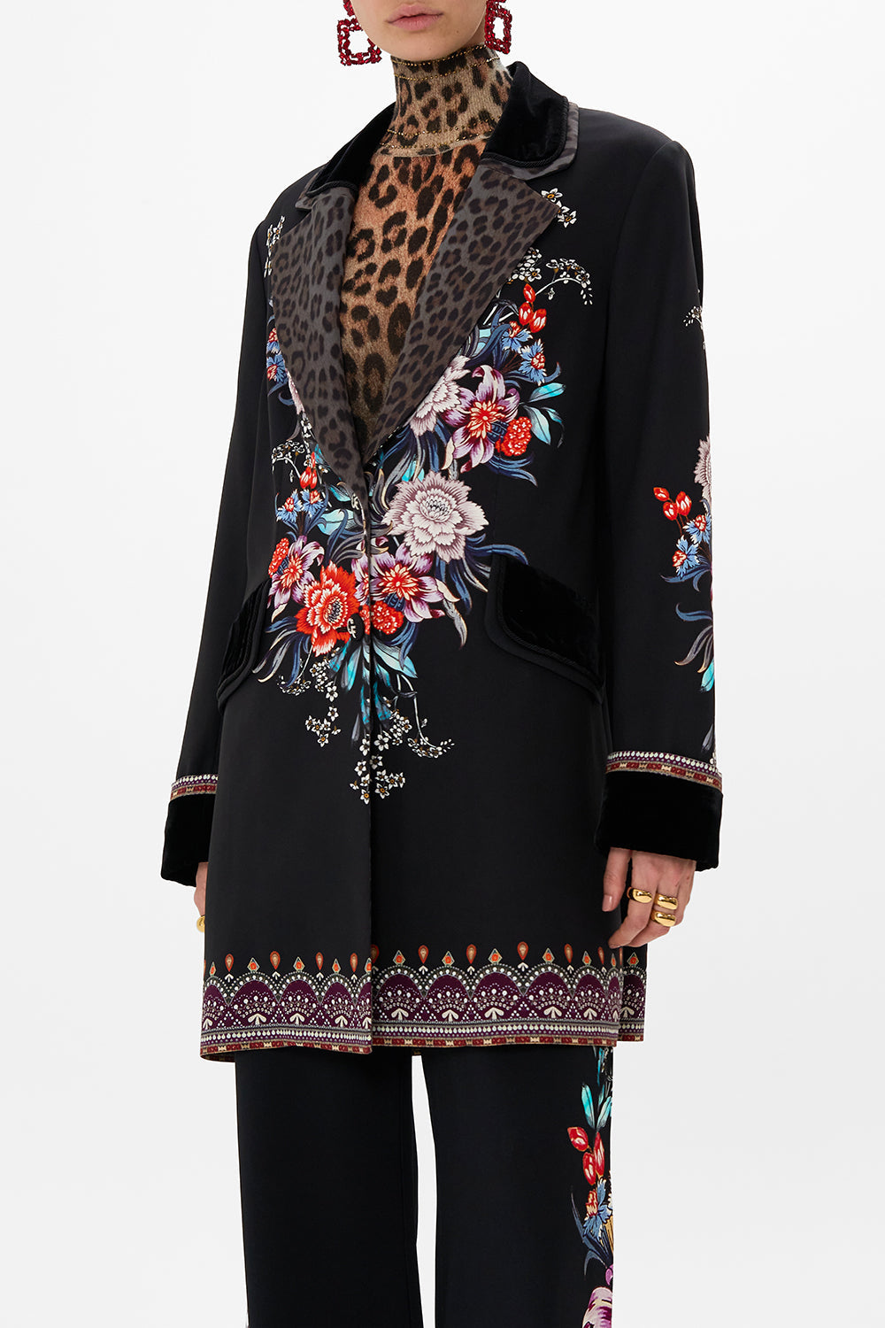 CAMILLA mid length coat in Volendam Dolls print