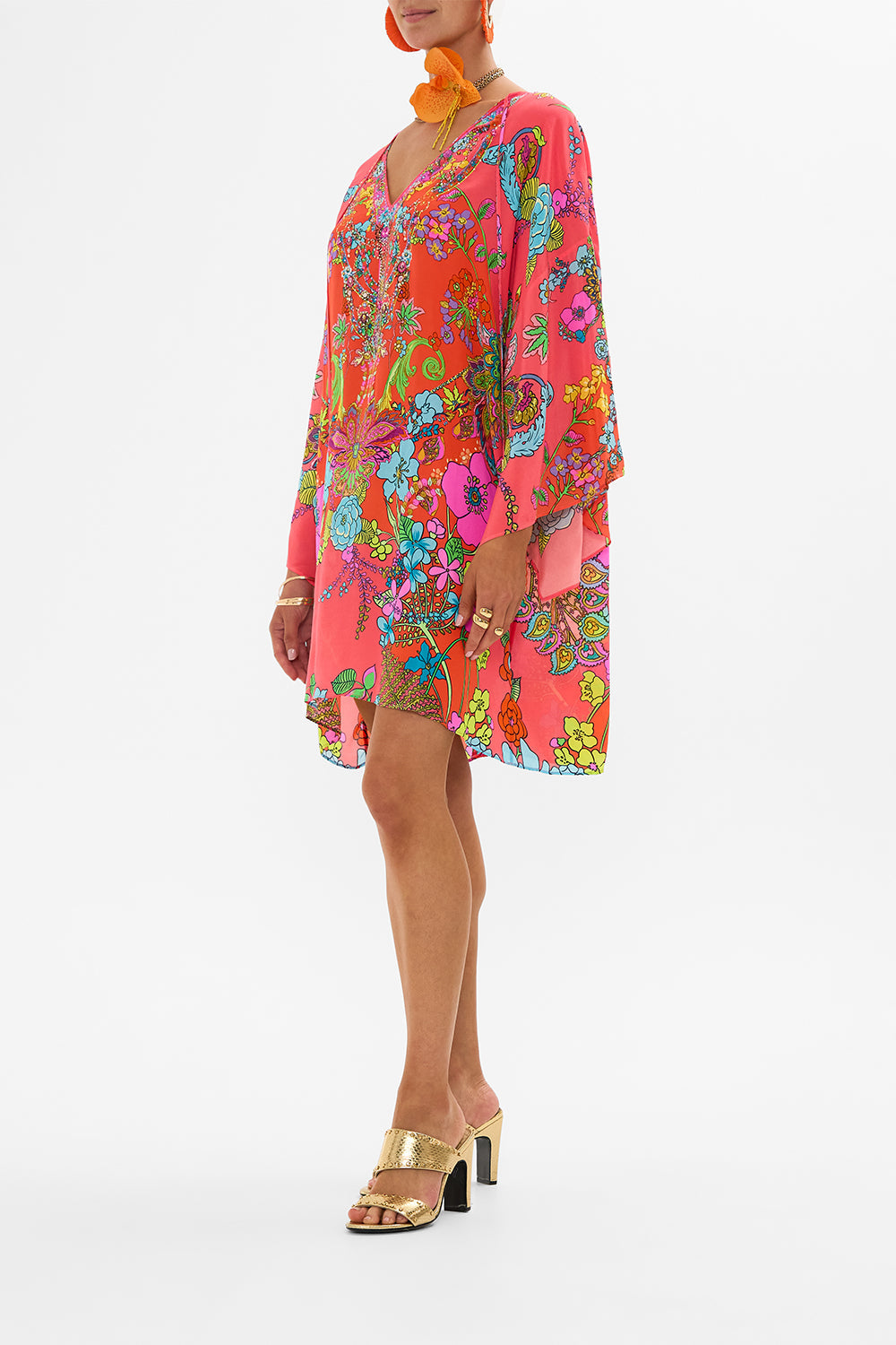 CAMILLA floral wide side high leg pant in Stitched in Time print.