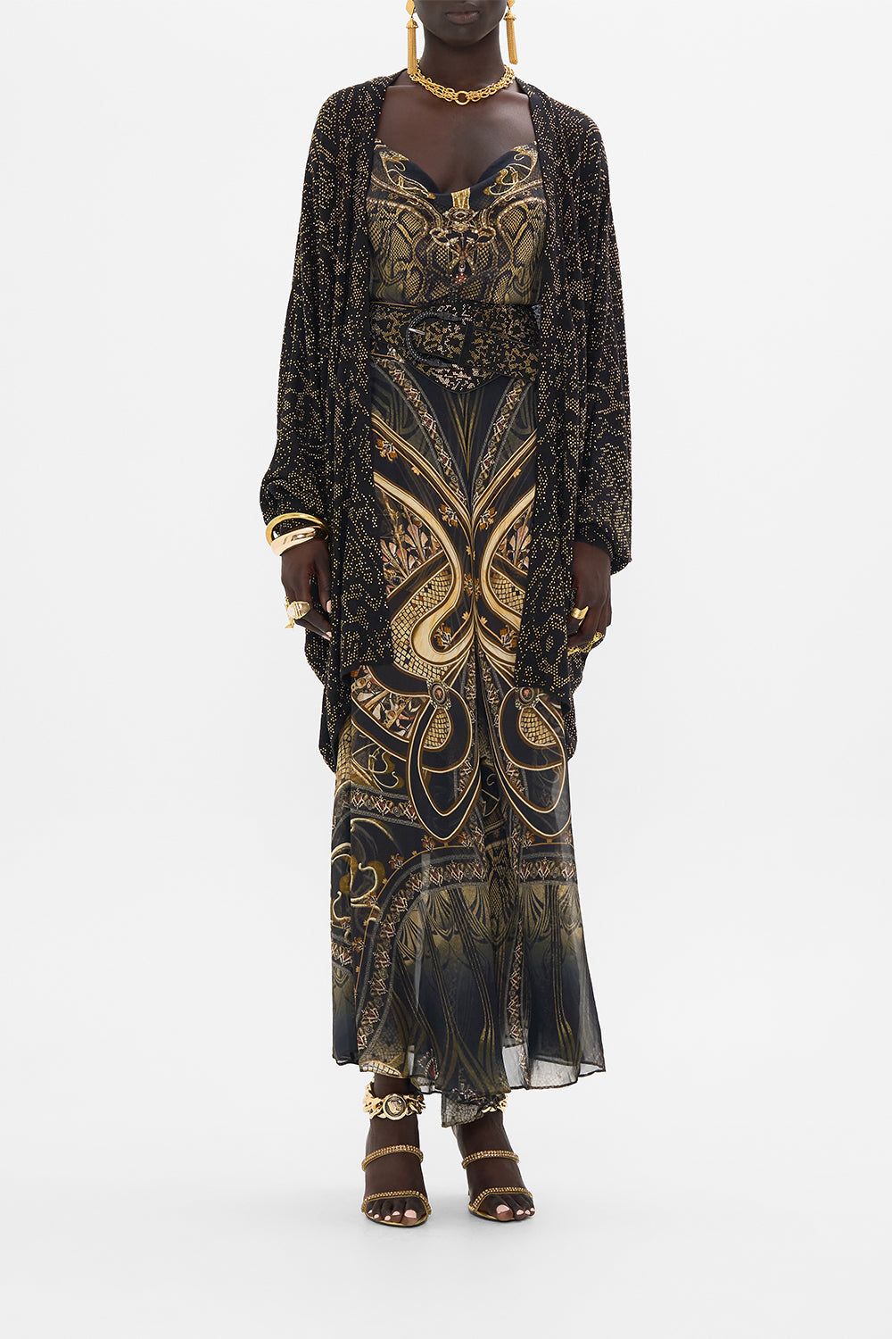 CAMILLA black embellished knit in Nouveau Noir print