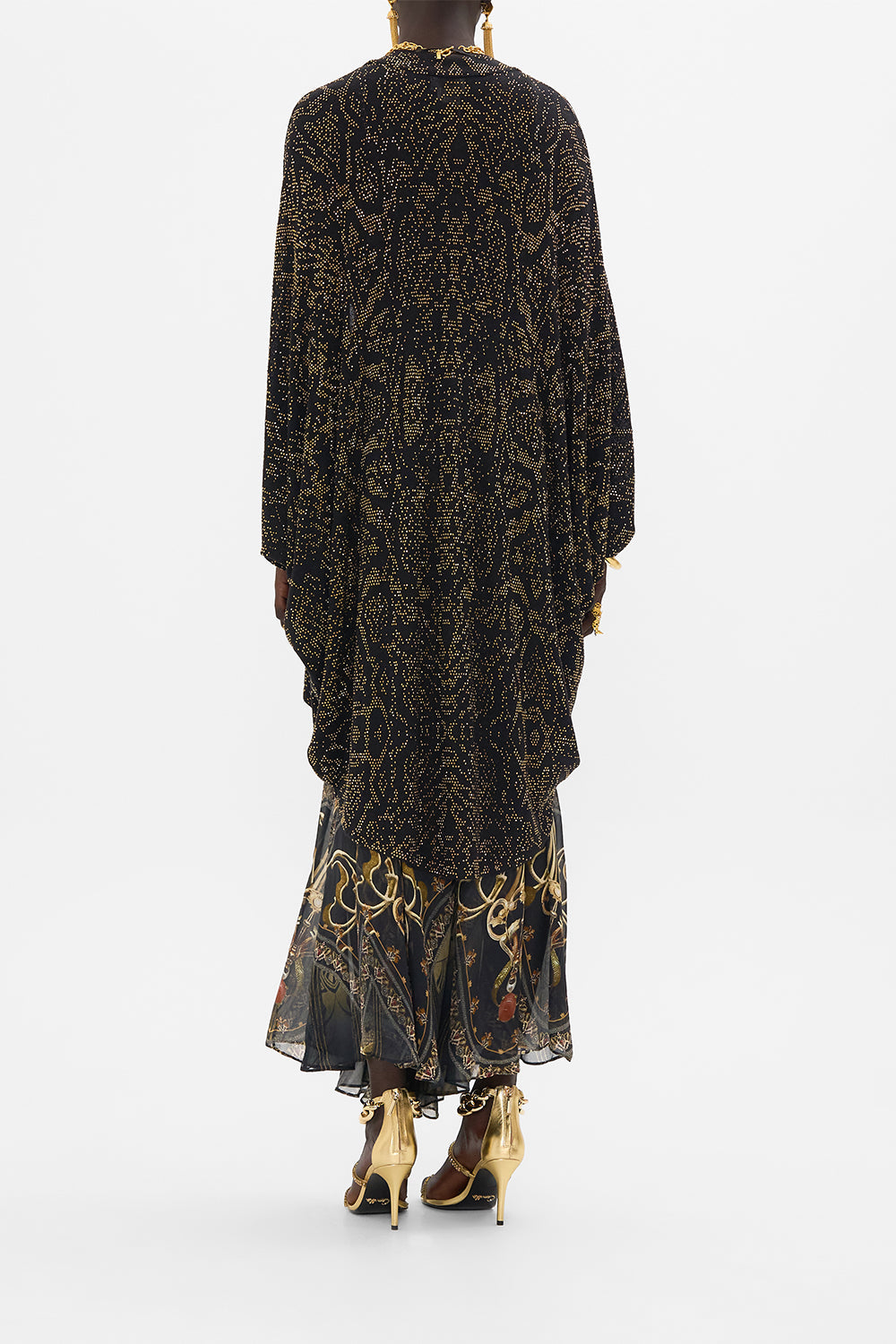 CAMILLA black embellished knit in Nouveau Noir print