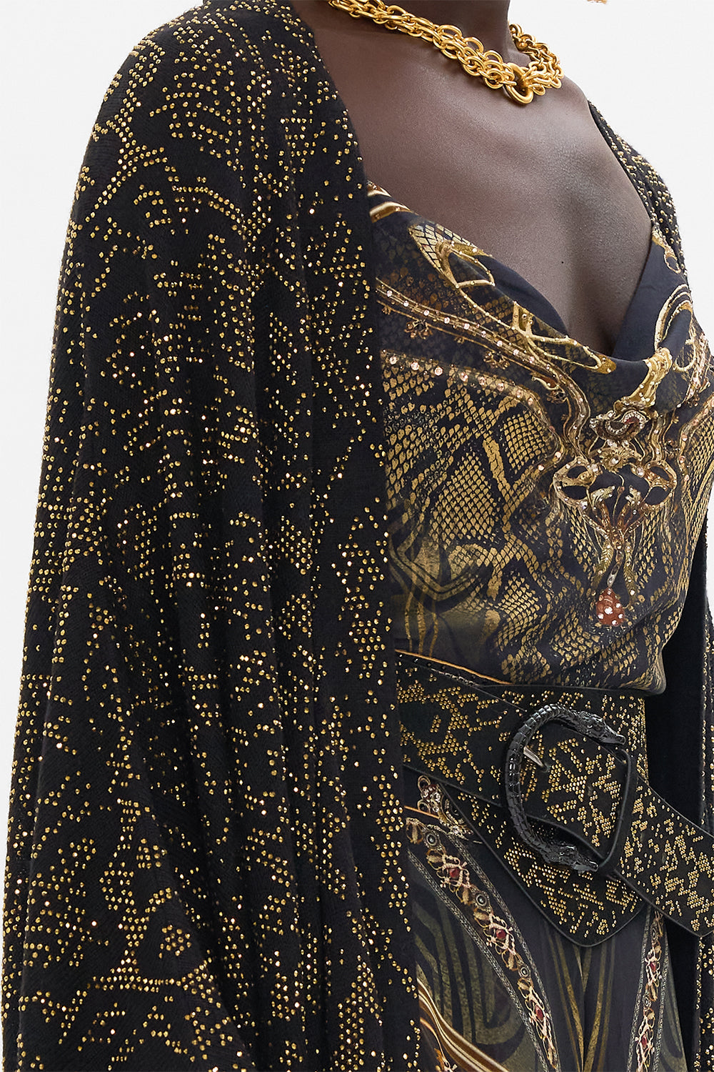 CAMILLA black embellished knit in Nouveau Noir print