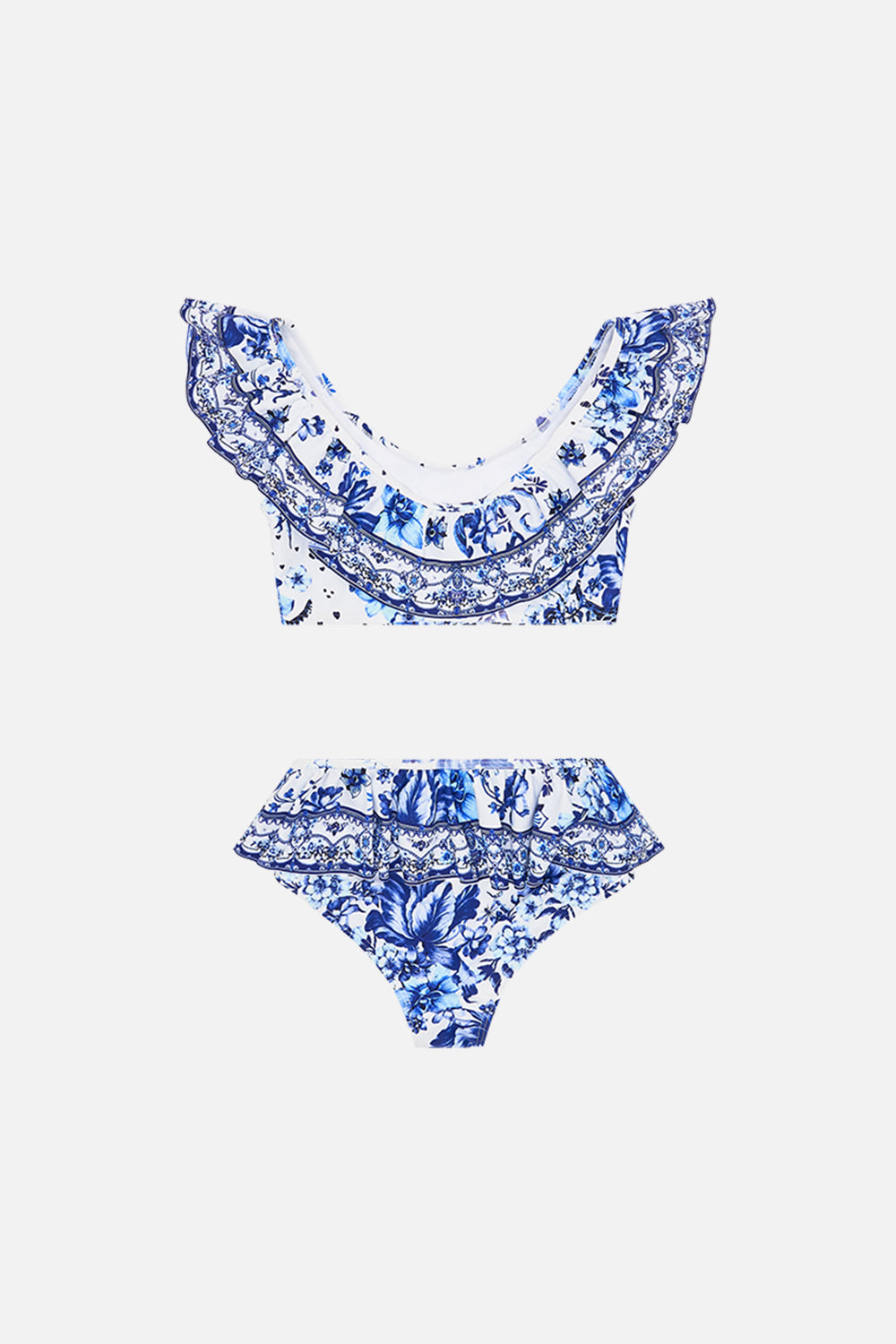 Back product view of Milla By CAMILLA kids frill bikini in Glaze and Graze print