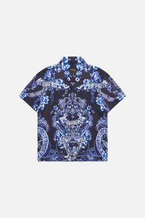 Front product view of Milla by CAMILLA kids shrt sleeve shirt in Delft Dynasty print