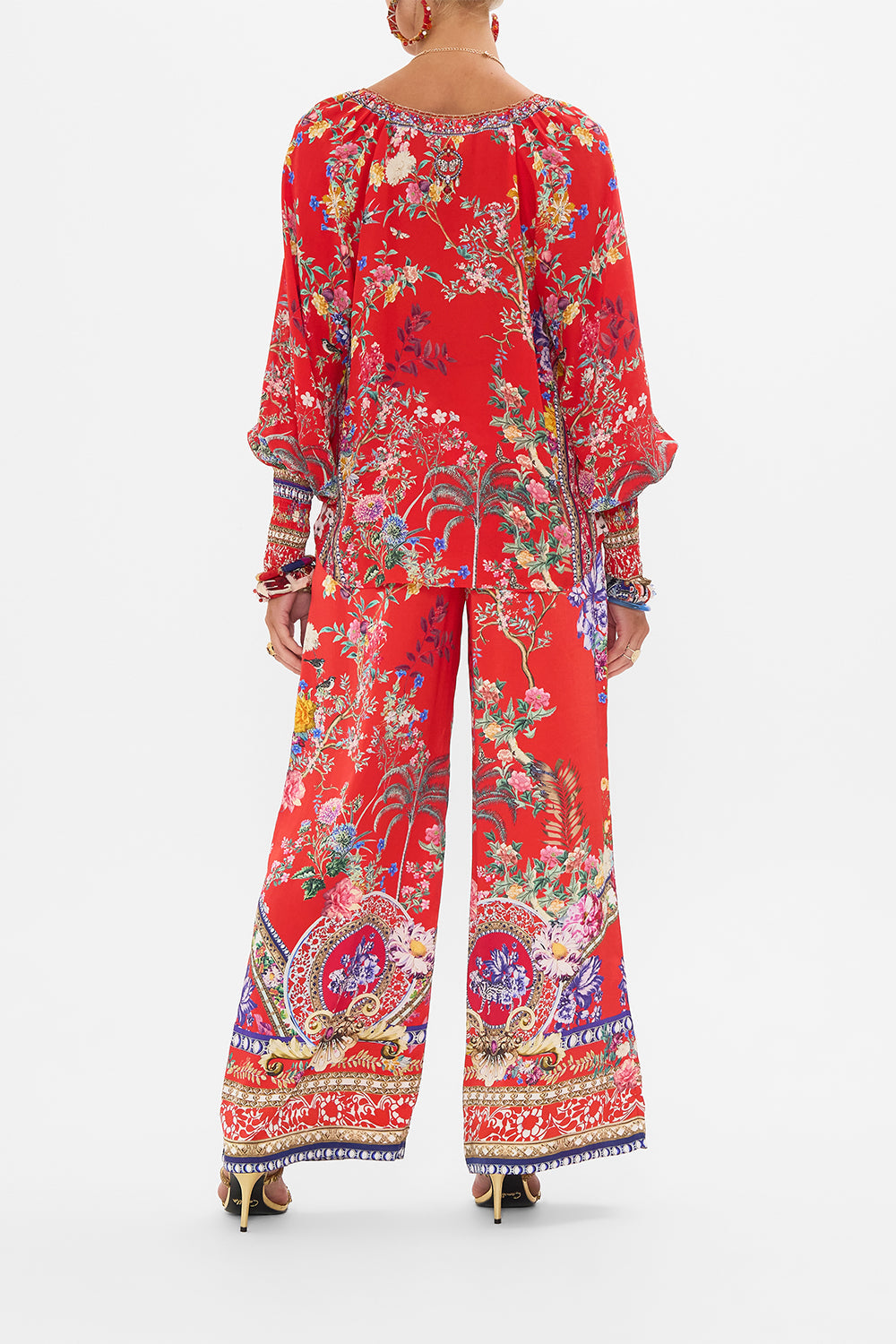CAMILLA floral print silk blouse in The Summer Palace print