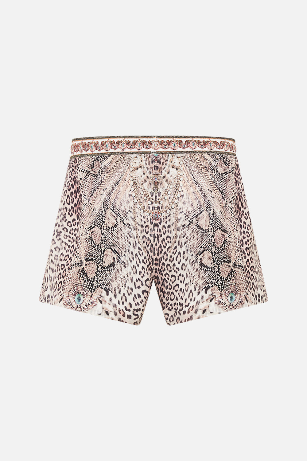 Hotel Franks by CAMILLA mens khaki boardshorts in Looking Glass Houses print 
