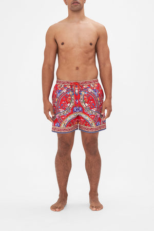Hotel Franks by CAMILLA mens red floral print boardshorts in The Summer Palace print