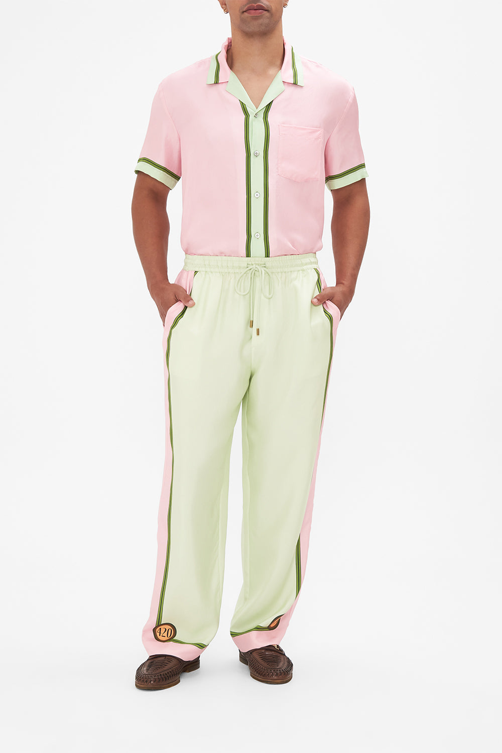 Hotel Franks by CAMILLA  mens lounge pants in Lets Chase Rainbows print