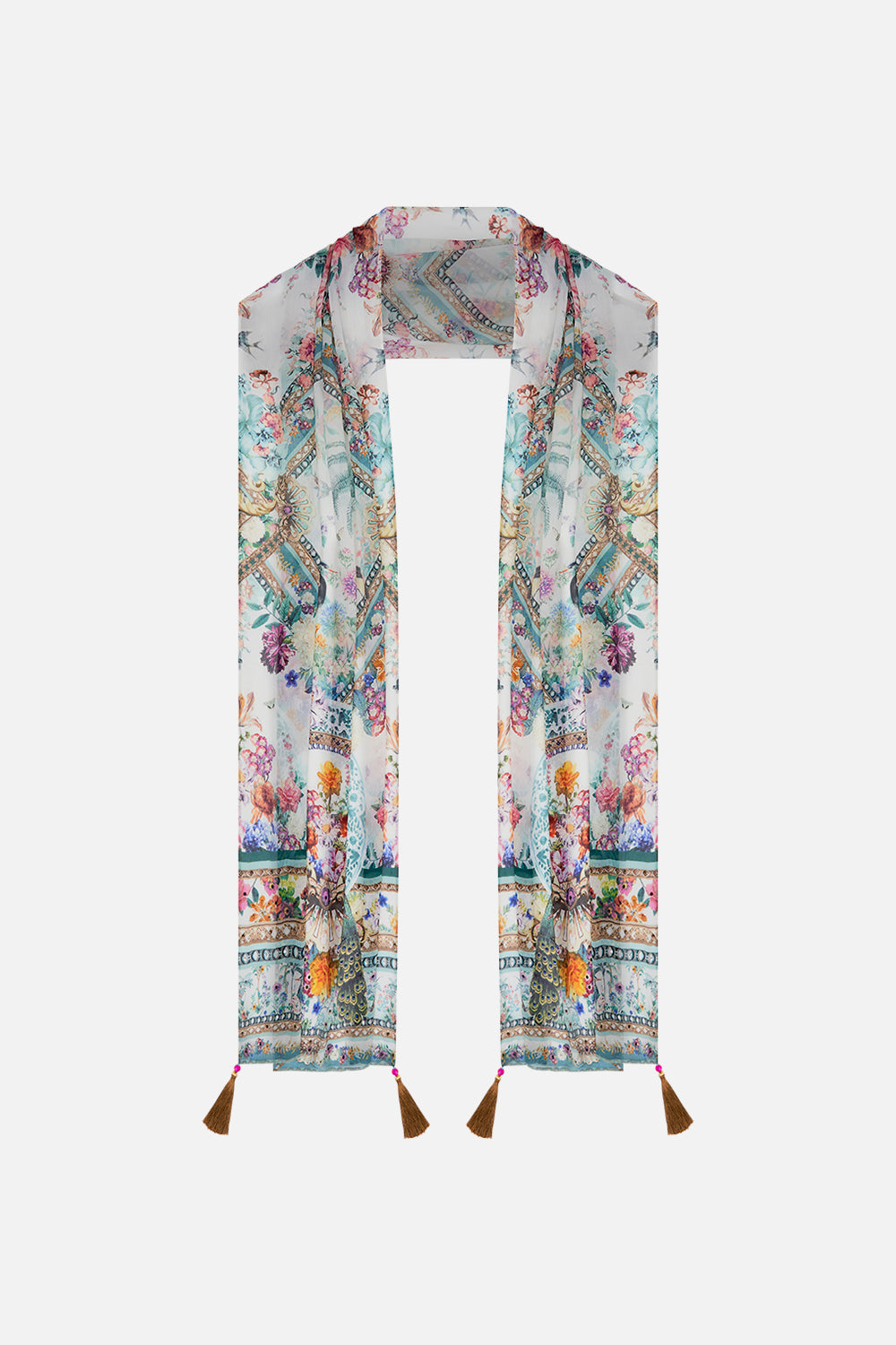 CAMILLA silk scarf in plumes and Parterres print