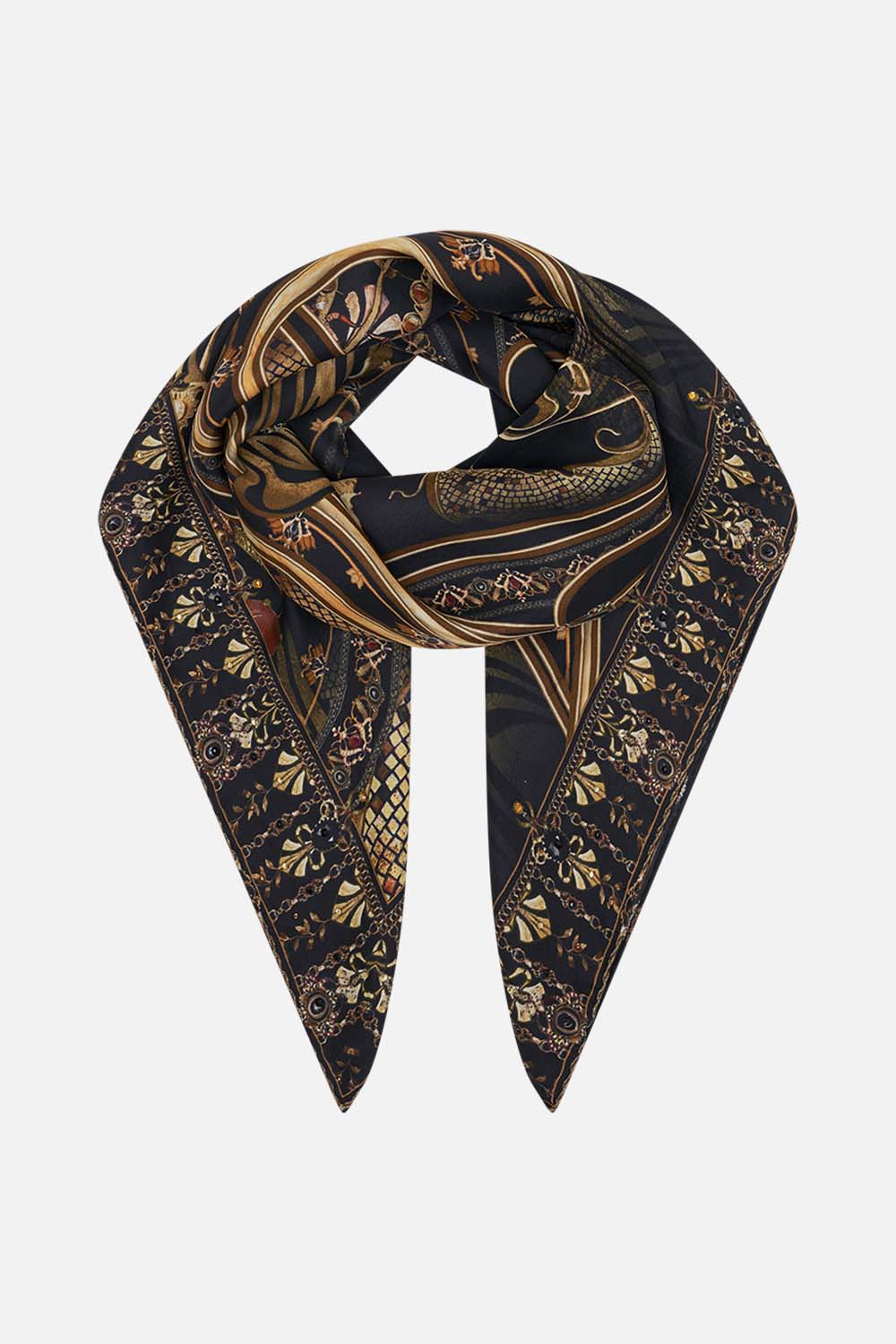 CAMILLA silk scarf in Nouveau Noir print