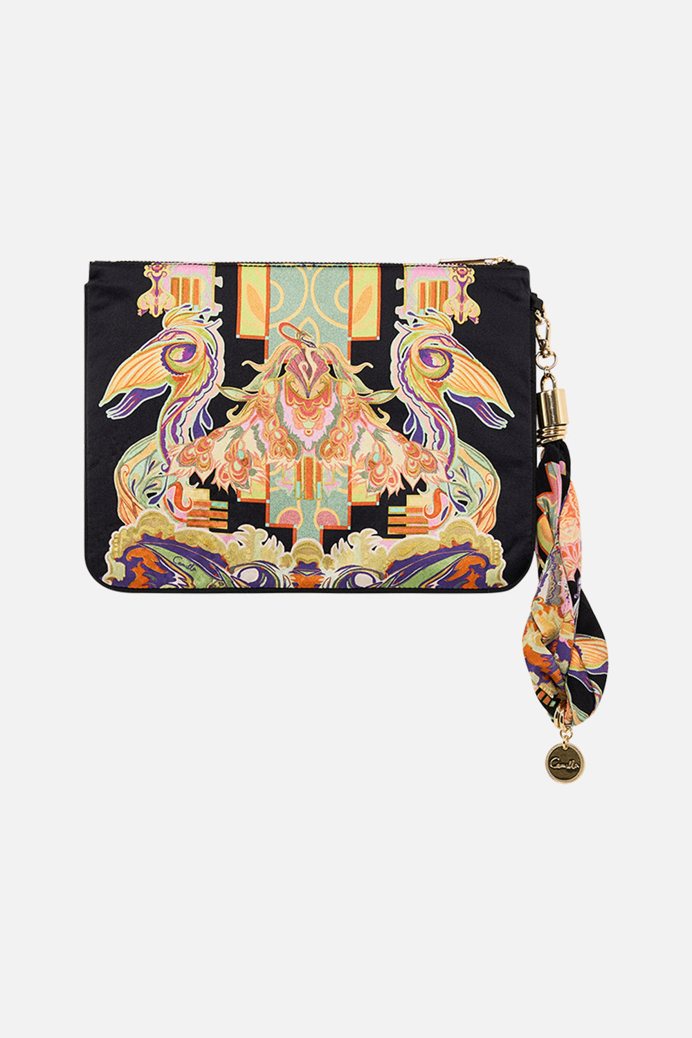 CAMILLA silk clutch bag in Club Cinemania print